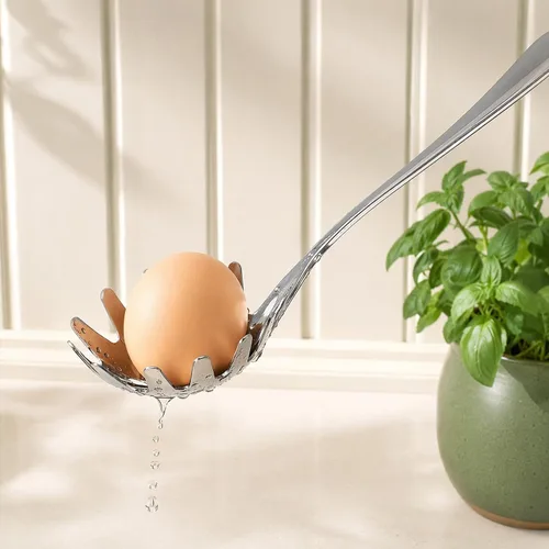 Vista 7 de Cabilock Cuchara de fideos, cuchara de pasta de acero inoxidable con dientes, espaguetis para recoger fideos, albóndigas y huevos, utensilio