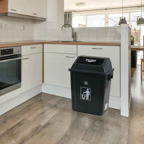 Vista 4 de Cubo de basura con tapa abatible de 5 galones, cubo de basura