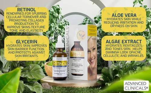 Vista 2 de Advanced Clinicals Suero facial antienvejecimiento de retinol + suero facial iluminador de vitamina C + juego de suero facial hidratante de ácido
