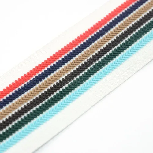 Vista 2 de Strapcrafts 22040 - Bandas elásticas de jacquard a rayas coloridas de 2 pulgadas de ancho, cintura elástica, costura elástica