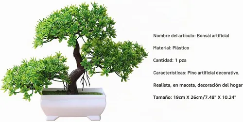 Vista 7 de Árbol bonsái artificial simulación planta en maceta oficina sala de estar decoración del hogar verde