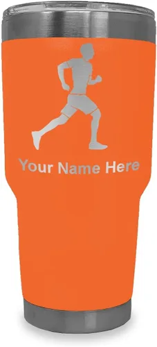 Vista 39 de LaserGram Personalized 20oz Tumbler, Running Man (Black)