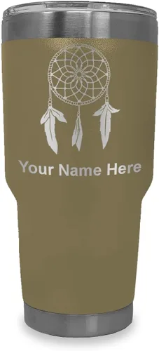 Vista 24 de LaserGram Vaso aislado al vacío de 20 onzas, atrapasueños, grabado personalizado incluido (negro) Engraved Gift, Vacuum Insulated Stainless Steel
