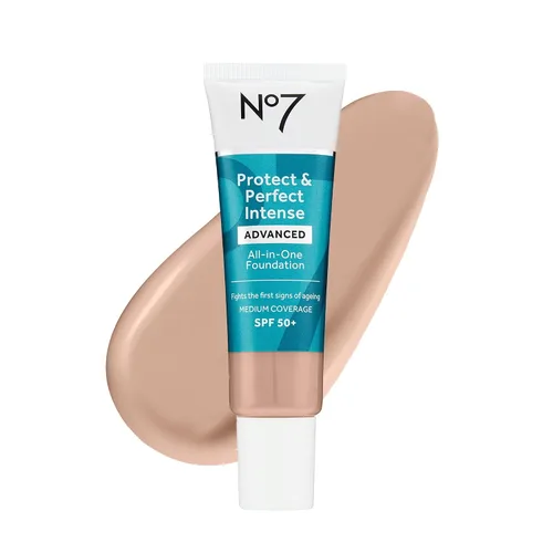 Vista 11 de No7 Protect & Perfect Advanced - Base de maquillaje todo en uno avanzada, Calico, maquillaje de base que desafía la edad con SPF 50, crema base