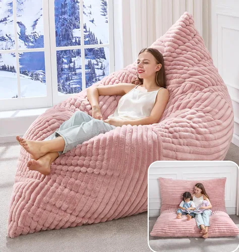 Vista 10 de Hobestluk Adult Bean Bag Chair 3 in 1 Convertible Large Bean Bag Sofa Ash Grey