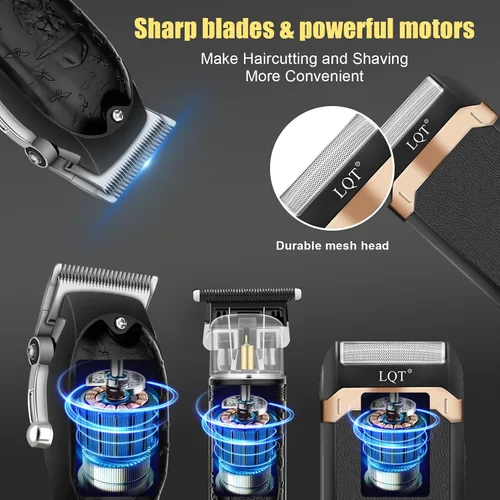 Vista 2 de Juego de cortapelos profesional para hombres, afeitadora eléctrica, maquinilla de afeitar inalámbrica, cortadora de pelo, cortadora de barba, kit