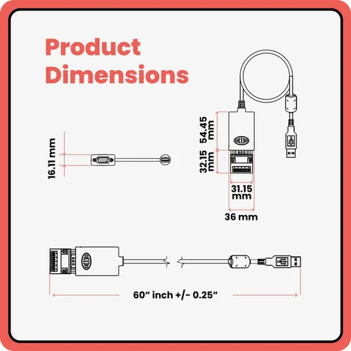 Vista 5 de Gearmo Adaptador RS485 a USB con indicadores LED, chipset FTDI, placa terminal, protección ESD, compatible con Windows 11, Linux, MacOS X