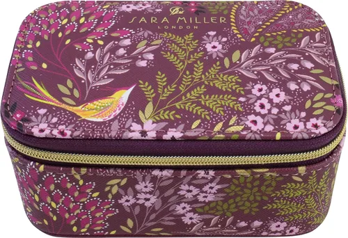 Vista 2 de Portico Designs Joyero pequeño Sara Miller London de terciopelo suave organizador de joyas de viaje, 5 x 3.5 pulgadas, Haveli Gardens
