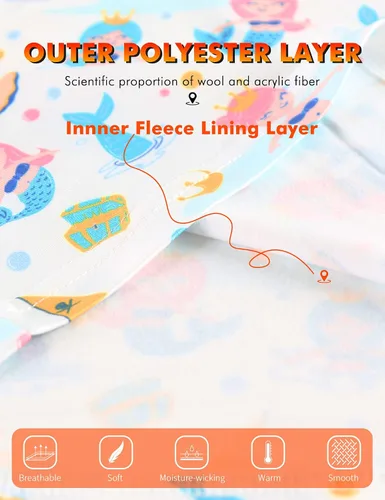Vista 3 de MANCYFIT Ropa interior térmica para niñas, con forro polar largo, capa base para niños, ultra suave