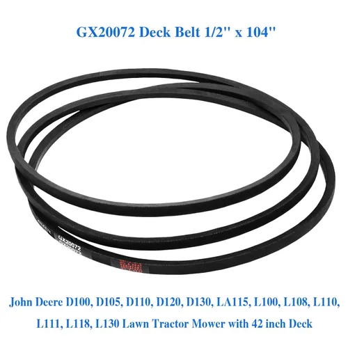 Vista 4 de GX20072 - Cinturón de cubierta de 1/2" x 104" para John Deere D100, D105, D120, D125, D130, E100, E130, L100, L110, L111, L118, LA115 con plataforma