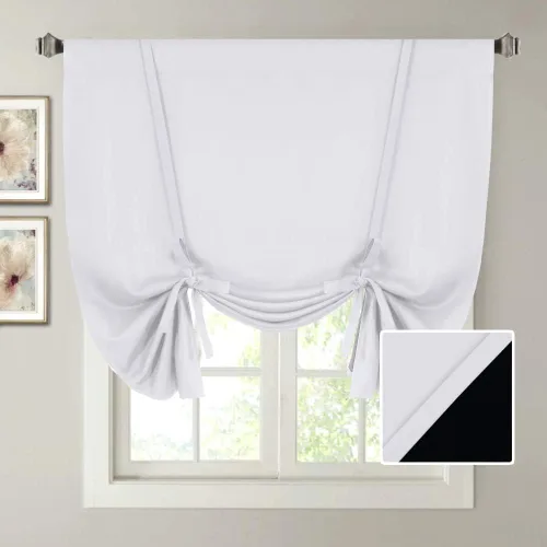 Vista 12 de H.VERSAILTEX Cortinas cortas 100% opacas para ventana de cocina, cortinas de amarre de eficiencia energética, bolsillo para barra, cubierta