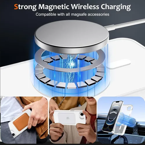 Vista 1223 de Anuck - Funda magnética para iPhone 11 compatible con MagSafe, carcasa trasera mate translúcida dura, borde de TPU, delgada, resistente a impactos
