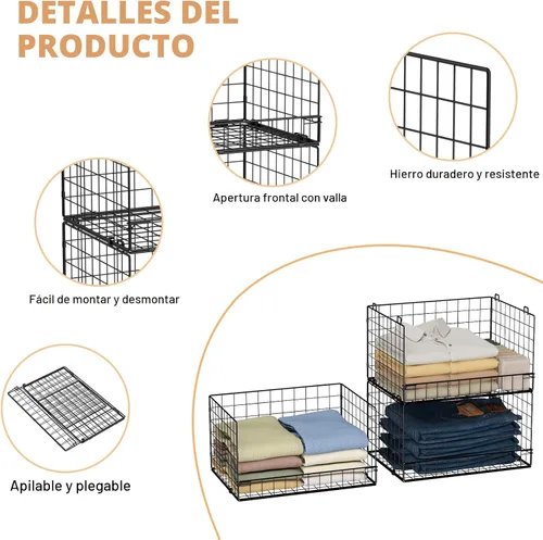 Vista 7 de Yociyoga Organizadores de armario apilables de 3 niveles y estantes de almacenamiento, organizador de estantes plegables para armario, cajones