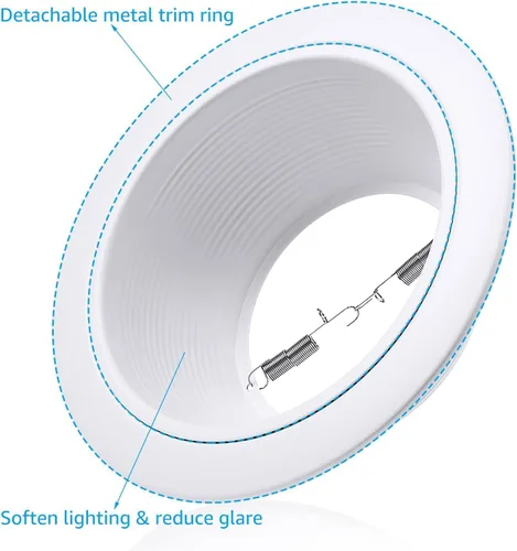 Vista 4 de TORCHSTAR 6 Inch Recessed Light Trim, White Blanco