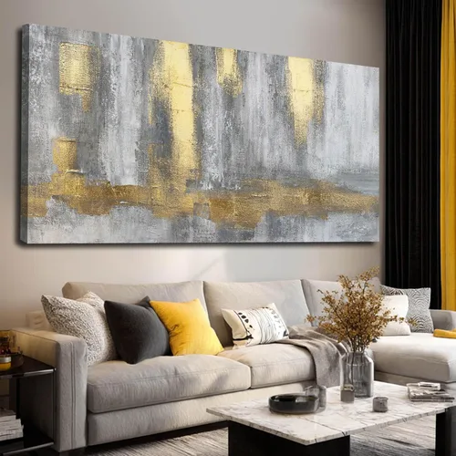 Vista 17 de XIANSHOU Arte de pared rosa y dorado con textura de flores para dormitorio, sala de estar, oficina, habitación de niñas, decoración de pared, 29 x