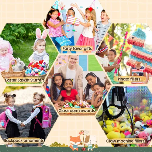 Vista 4 de Hungdao 500 piezas de mini animales de peluche, surtido de mini animales a granel, juguetes de animales pequeños, regalos de carnaval, premios