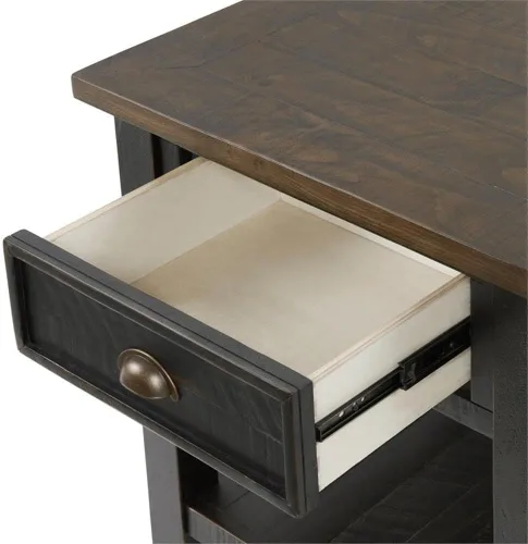 Vista 5 de Martin Svensson Home Mesa auxiliar de madera maciza, color negro con tapa marrón