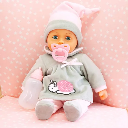Vista 3 de Bayer: Muñeca de bebé de 15 pulgadas "First Words" en gris, con 24 sonidos y accesorios