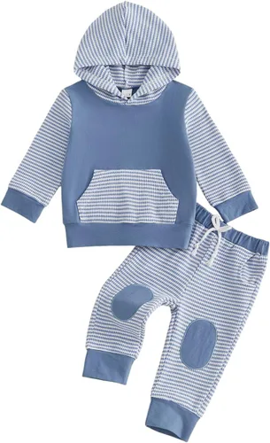 Vista 16 de Conjunto de ropa de otoño e invierno para bebé y niño, sudadera larga con capucha y pantalones para niños pequeños, 6, 12, 18, 24 meses, 2T Adorable