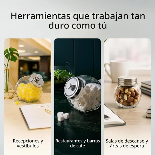 Vista 6 de Restaurantware Vetri Tarro de Centavos de 1 Galón 1 Tarro de Dulces Duradero - Con Tapa Cromada de Boquilla Ancha Tarros de Galletas de Vidrio