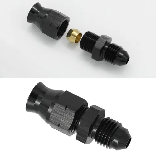 Vista 8 de 3AN macho a 1/4" (6,3 mm) OD adaptador de tubo de combustible de línea dura de aluminio negro