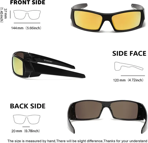 Vista 6 de WISTON Polarized Z87 Sunglasses Wrap Around Sunglasses for Men Rectangular Safety Glasses UV400 for Sport Working 8231