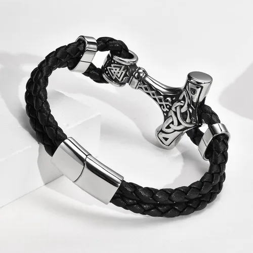 Vista 5 de Pulsera vikinga nórdica Pulsera de acero inoxidable para hombre, pulsera de flecha vikinga nórdica para hombre, amuleto de protección pagana