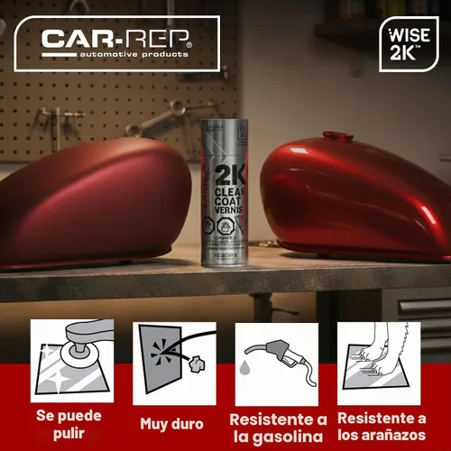 Vista 5 de CAR-REP® Capa transparente de poliuretano 2K con tecnología Wise 2K, alto brillo, fácil aplicación, vida útil ilimitada, lata de aerosol de 11 onzas