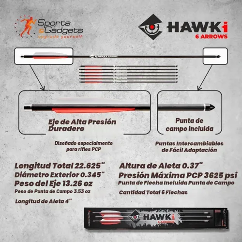 Vista 4 de Hawk-i Flecha de carbono PCP 13.26 oz flechas pernos para caza PCP armas de aire o ballestas 12 flechas