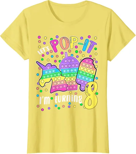 Vista 74 de Let's Pop-it I'm turning 8 Colorful 8th Birthday - Camiseta para niña, Negro