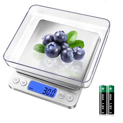 Vista 9 de Báscula de alimentos, báscula de cocina recargable con bandejas de 105.82 oz/0.00 oz, mini báscula con función de tara, báscula digital de gramos