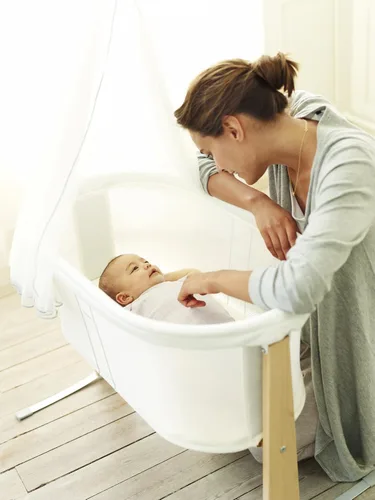 Vista 5 de BABYBJORN - Sábana bajera ajustable para cuna, color blanco orgánico