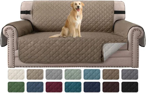 Vista 41 de H.VERSAILTEX Funda de sofá resistente al agua para sofá de 3 cojines, reversible, protector de muebles acolchado con correa elástica, funda de sofá