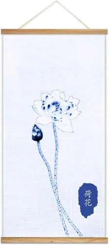Vista 33 de wall26 Póster colgante de madera enmarcado con hermosas flores de invierno, impresión para el hogar, listo para colgar, 18 x 36 pulgadas