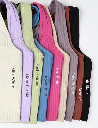 Vista 5 de BAYDI Sujetadores deportivos para mujer con cuello cuadrado, camisetas sin mangas con sujetadores integrados acolchados para entrenamiento de línea