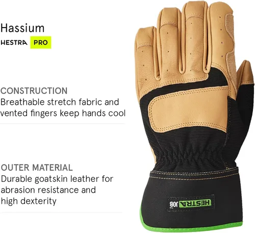 Vista 3 de Hassium Gloves, Protective Heavy-Duty Goatskin Leather Construction Work Gloves