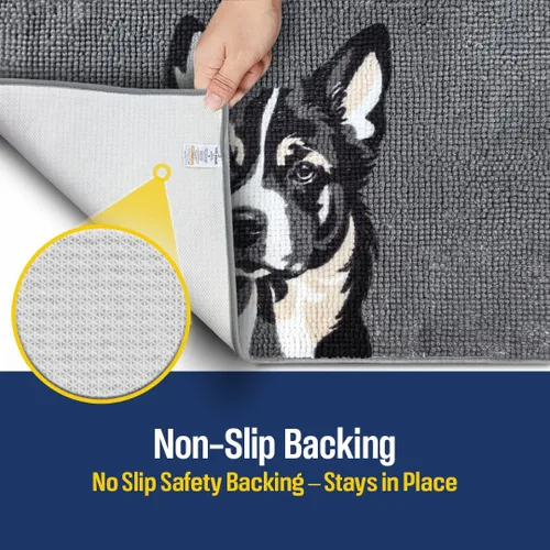 Vista 3 de Muddy Mat® - Tapete de microfibra altamente absorbente y alfombra para mascotas, antideslizante, grueso, lavable, suave de chenilla para cocina