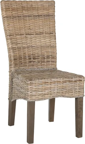 Vista 4 de SAFAVIEH - Juego de 2 sillas de comedor de madera Ozias, asiento de 18.8 pulgadas, color gris costero SEA8014A