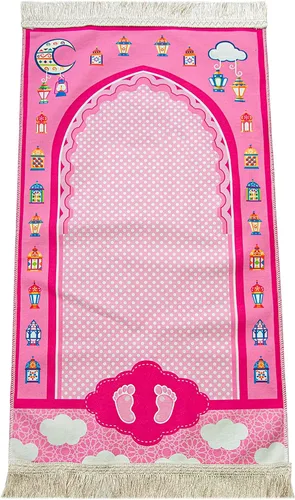 Vista 12 de Ihvan Online Alfombra de oración para niños, alfombra de oración musulmana, regalos islámicos, diseño Janamaz Sajadah, alfombra suave de salah