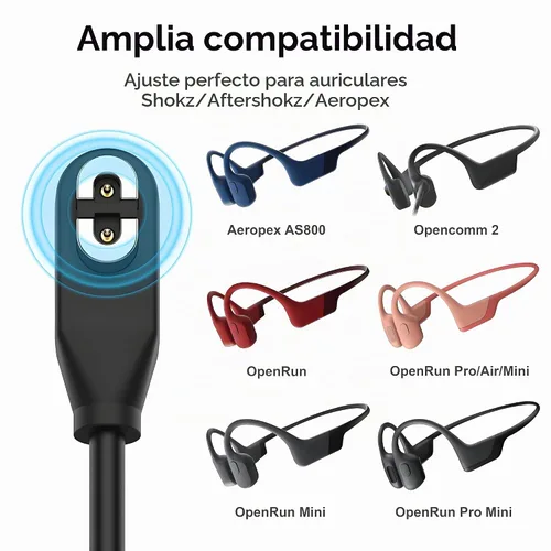 Vista 6 de Shokz - Cargador de auriculares USB C a cable de carga magnético de 3.3
