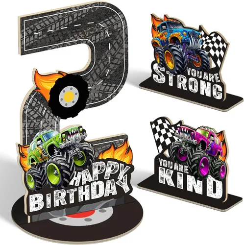 Vista 12 de Juego de 3 piezas de dinosaurios con signo de número de 2º cumpleaños, decoración de mesa de dinosaurios para niños y niños de 2º cumpleaños