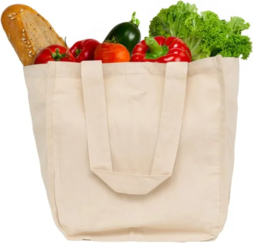 Vista 8 de Best Canvas Grocery Shopping Bags - Cloth Grocery Tote Bags - Reusable Cotton Grocery Tote Bags with Bottle Sleeves