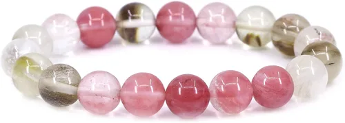 Vista 12 de Amandastone Pulsera elástica de cuentas redondas de 0.394 in con piedras preciosas naturales de 7 pulgadas Bloodstone africano