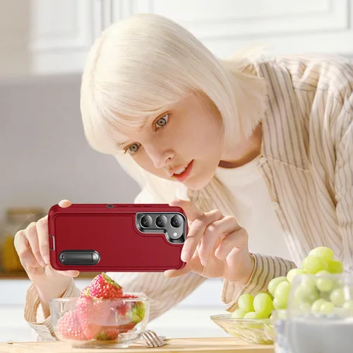 Vista 7 de BaHaHoues Funda para Samsung Galaxy S23+ Plus con soporte integrado, a prueba de golpes y caídas de grado militar para Galaxy S23 Plus (rojo/negro)