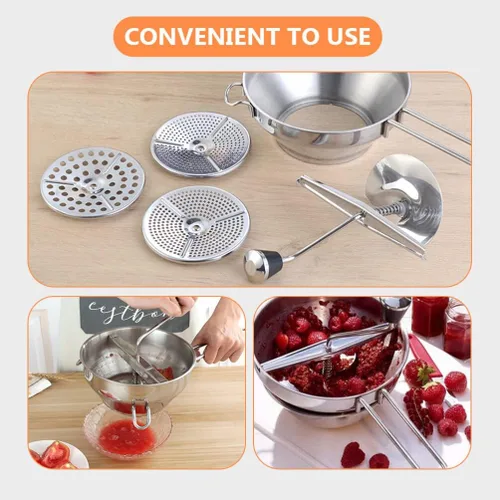 Vista 8 de UPKOCH - Mezclador manual de papas y triturador de alimentos de acero inoxidable para puré de papas, batatas y verduras, herramienta de cocina