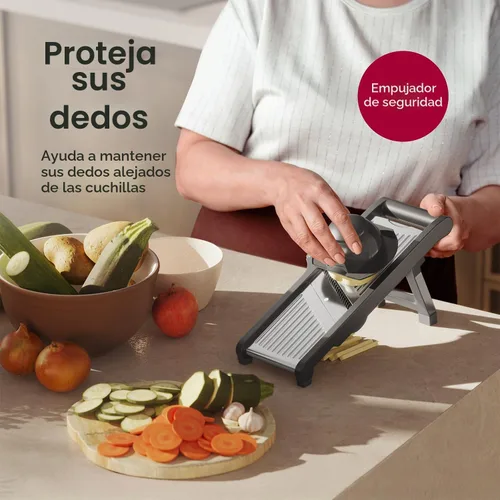 Vista 2 de MuellerLiving Mandoline Slicer para cocina, acero inoxidable, rebanar o corte juliana, picadora de verduras, rebanadora de frutas