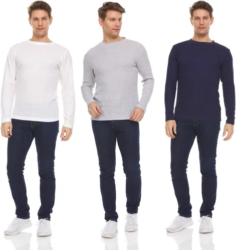 Vista 28 de DARESAY Paquete de 3: camiseta térmica de manga larga para hombre, camisetas de manga larga Henley & Crew para hombre, camisetas de manga larga