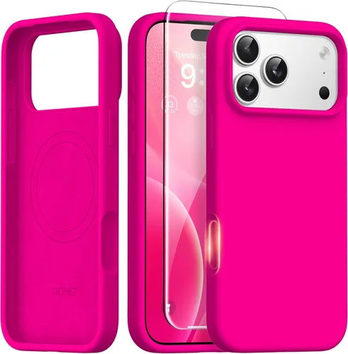 Vista 199 de GONEZ Funda magnética para iPhone 14, compatible con Magsafe, con protector de pantalla + protector de cámara, forro de microfibra antiarañazos