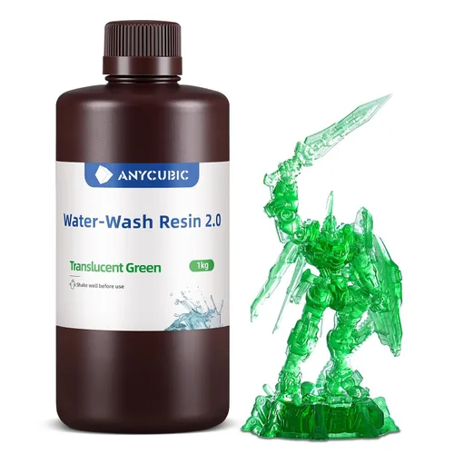 Vista 15 de ANYCUBIC Resina de impresora 3D lavable al agua 2.0, resina 3D de alta precisión de 405 nm, resina de fotopolímero de baja contracción para Gris