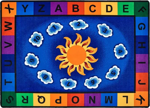 Vista 7 de Carpets for Kids 9445 Sunny Day Learn & Play - Alfombra de asiento para aula de alfabetización, 4 pies 5 pulgadas x 5 pies 10 pulgadas, ovalada